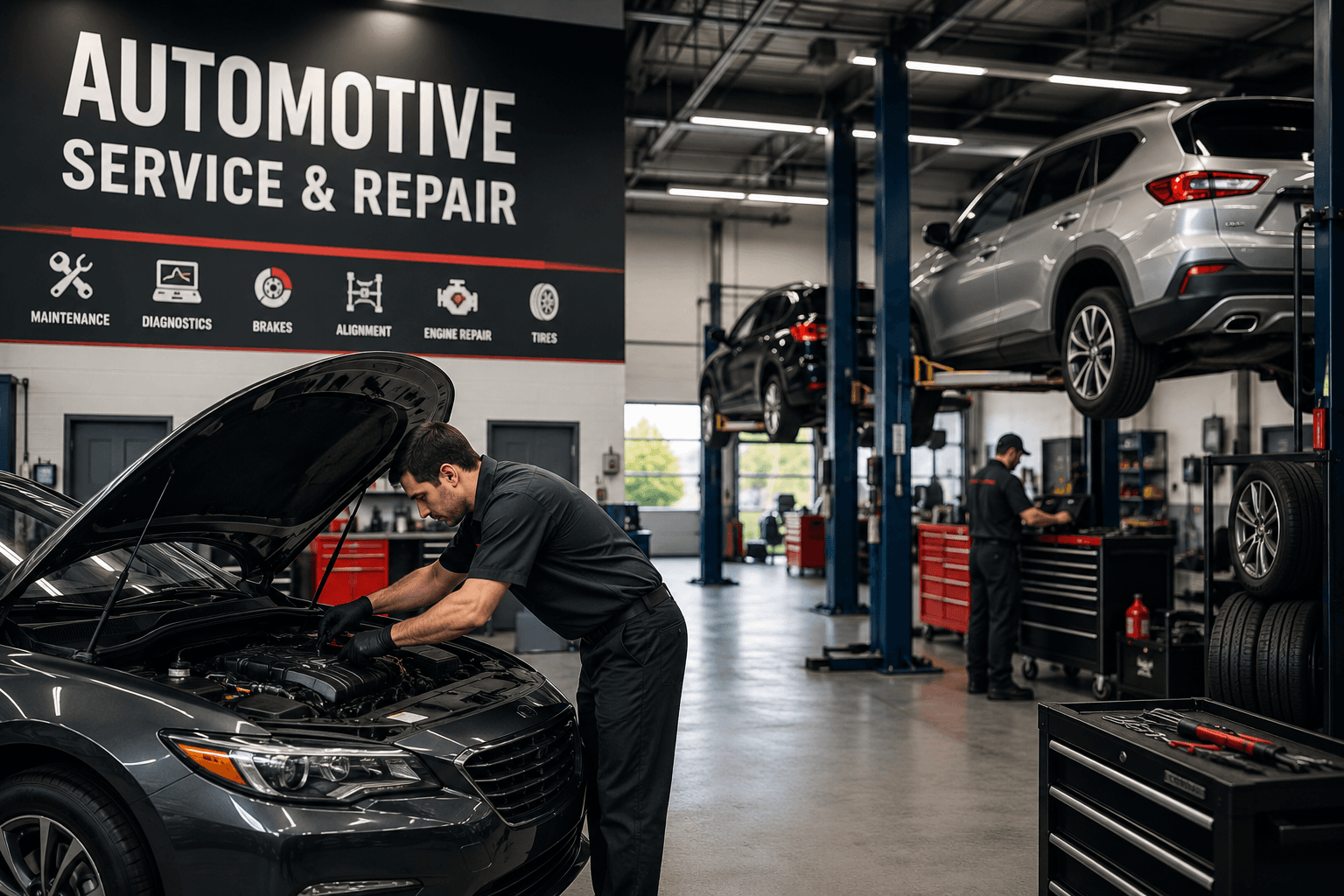 Mechanic working under a car, representing automotive repair scheduling